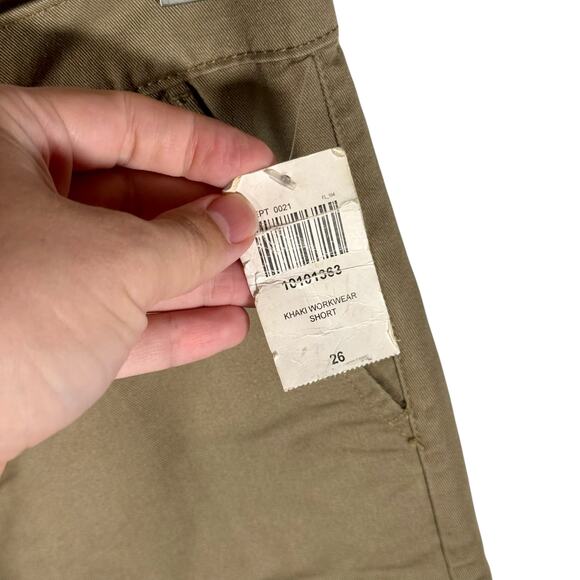 RUDE Hot Topic NWT Men's 26 Khaki Workwear Short Slim Straight Fit Long Inseam - Picture 9 of 11
